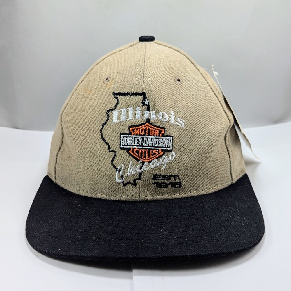 Harley Davidson Chicago Vintage Illinois Motorcycle Strapback Hat Cap NWT‎ DS